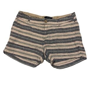 100% Linen Striped Shorts Navy Pink White Nautical Summer Casual